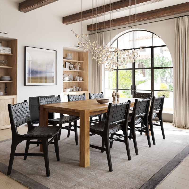 Birch Lane™ Valentina Teak & Leather Dining Chair | Birch Lane